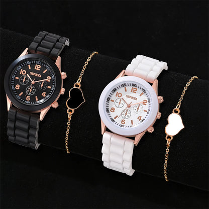 2PCS Set Couple Fashion Leather Watches – Simple Dial Quartz Wristwatches for Ladies & Men, Casual Dress Clocks