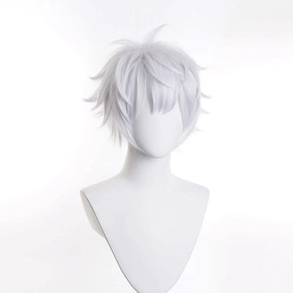 RANYU White Men’s Wig – Short Straight Synthetic Anime Hair, High-Temperature Fiber for Cosplay & Party