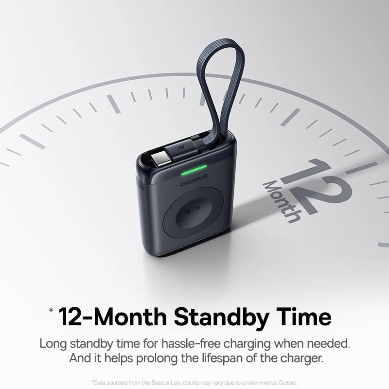 Baseus Magnetic Apple Watch Charger - 5W USB-C Wireless Charging Cable for Watch Series S1-S10, SE, SE2 & Ultra 2