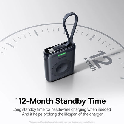 Baseus Magnetic Apple Watch Charger - 5W USB-C Wireless Charging Cable for Watch Series S1-S10, SE, SE2 & Ultra 2