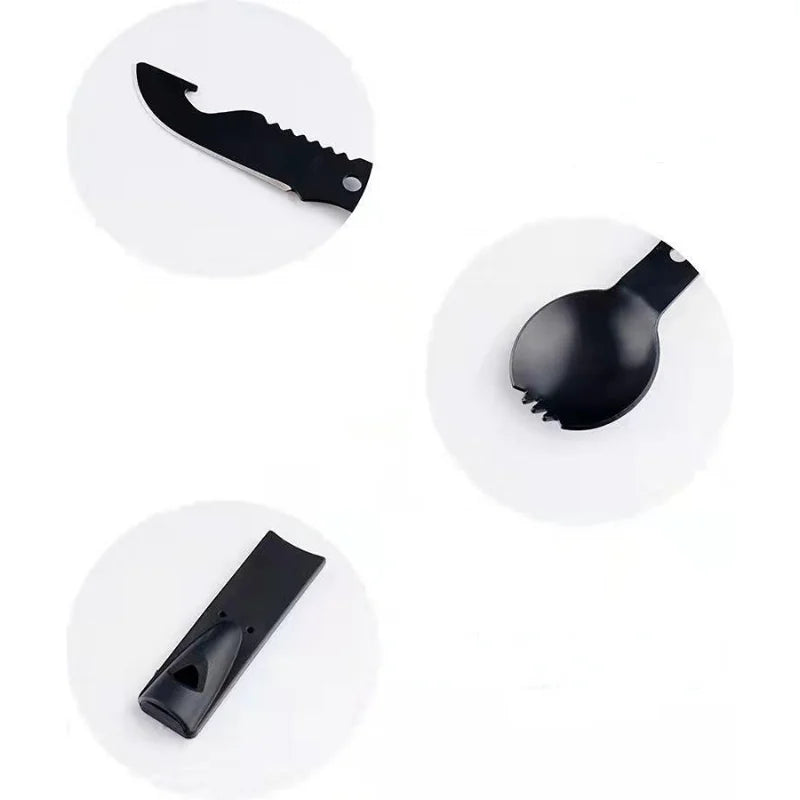 Portable Camping Cutlery Set - Stainless Steel Knife Fork Spoon Multi-Function Picnic Tableware Outdoor Gear