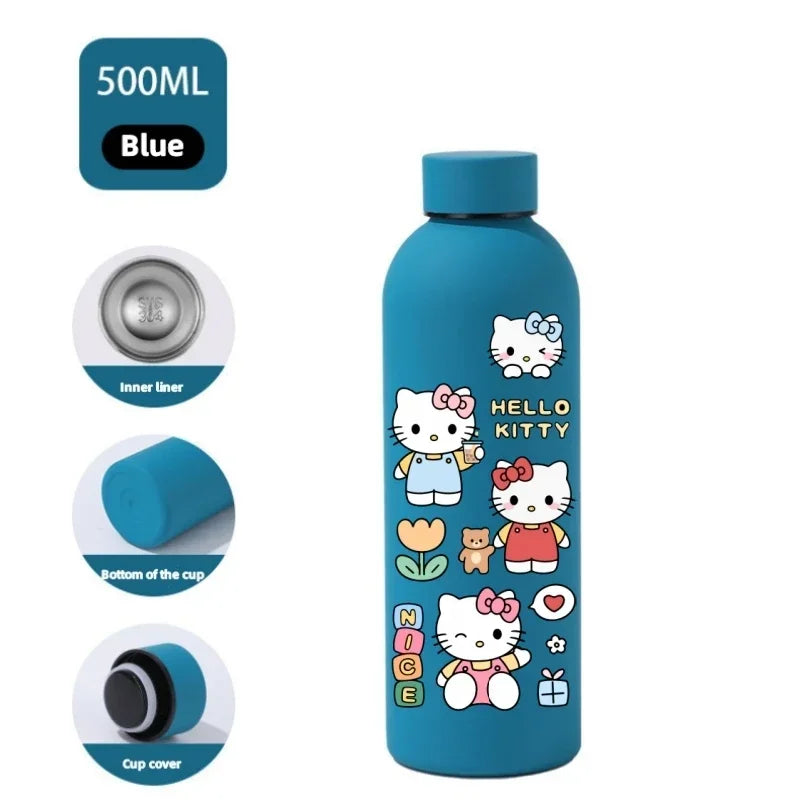 Sanrio Hello Kitty Insulated Sport Bottle — Double-Layer Stainless Steel Vacuum Cup, Small Mouth Coffee Bottle, Angel Color Frosted Finish