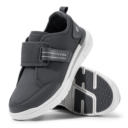 FitVille Extra Wide Diabetic Walking Shoes for Men, Hook & Loop Adjustable Comfort Shoes for Swollen Feet, Neuropathy & Pain Relief