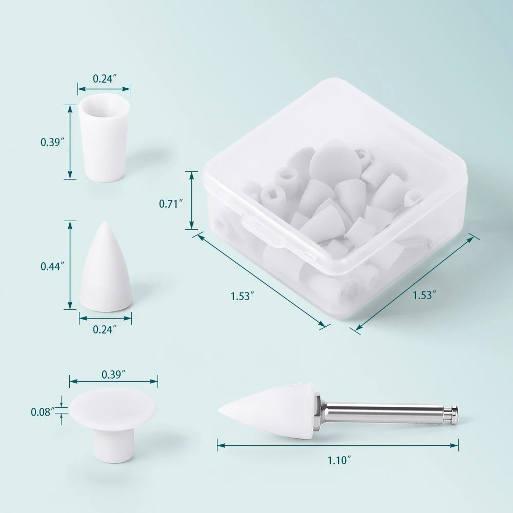 JoyDental 20pcs Dental Silicone Composite Polishers – 3 Shapes (Cup, Inverted Cone, Point) 2.35mm for Finishing & Polishing
