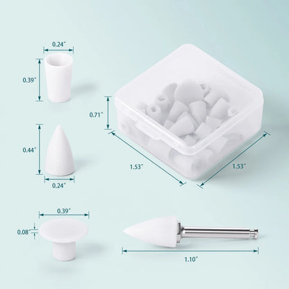 JoyDental 20pcs Dental Silicone Composite Polishers – 3 Shapes (Cup, Inverted Cone, Point) 2.35mm for Finishing & Polishing