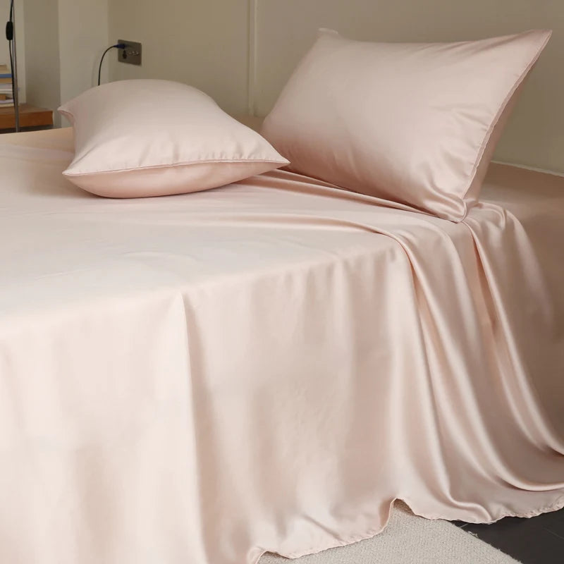 100% Mulberry Silk Bed Sheet Set - Luxury Silk Bedding with Fitted Sheet, Flat Sheet & Pillowcases