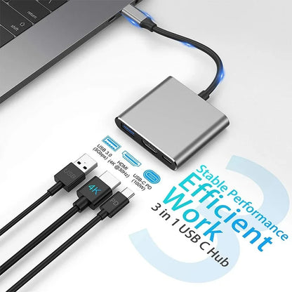 USB-C 3-in-1 HDMI Adapter Cable - 4K 1080P USB 3.0 & Type-C Converter for Thunderbolt 3 Devices