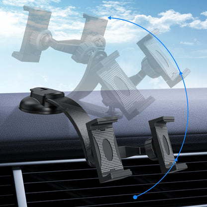 Dual Car Phone Holder – Bendable Memory Neck, 360° Rotatable Adjustable Dash Mount for Cell Phones