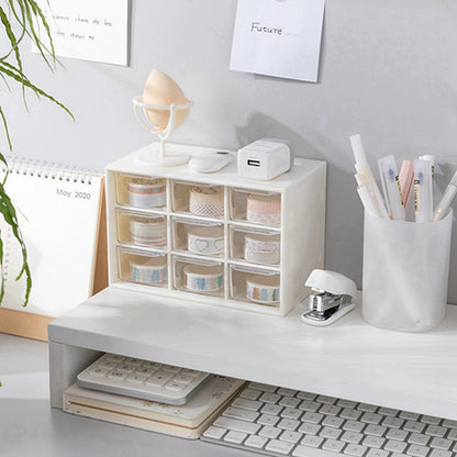 Nine Palace Grid Small Drawer Jewelry Storage Box – Transparent Desktop Organizer for Stationery and Small Items in Student Dorms