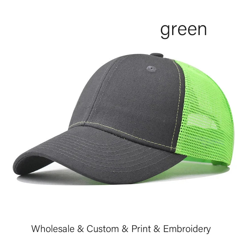 Custom Embroidered Baseball Cap - DIY Logo Mesh Hat for Men & Women, Adjustable Cotton Unisex Cap