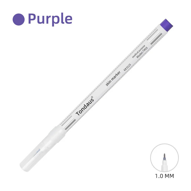 Disposable Skin Marker Pen with Ruler — Sterilized Eyelash Extension & Tattoo Piercing Scribe Tool