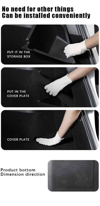 Tesla Model Y Berlin/Austin 2022-2025 Trunk Side Storage Bins – TPE Cargo Organizer with Carpet Lids