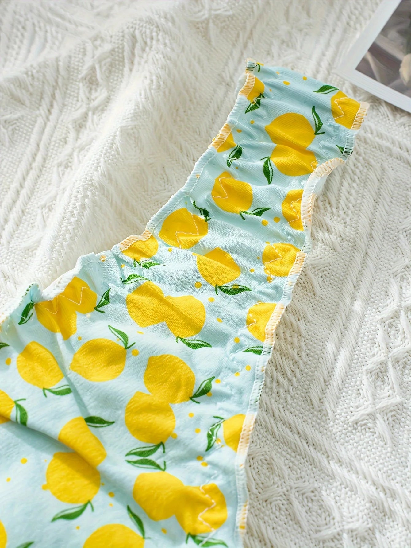 5Pcs Women’s Cotton Ruffle Thong Set - Mixed Fruit Pattern Wrinkled Comfortable Soft Underwear
