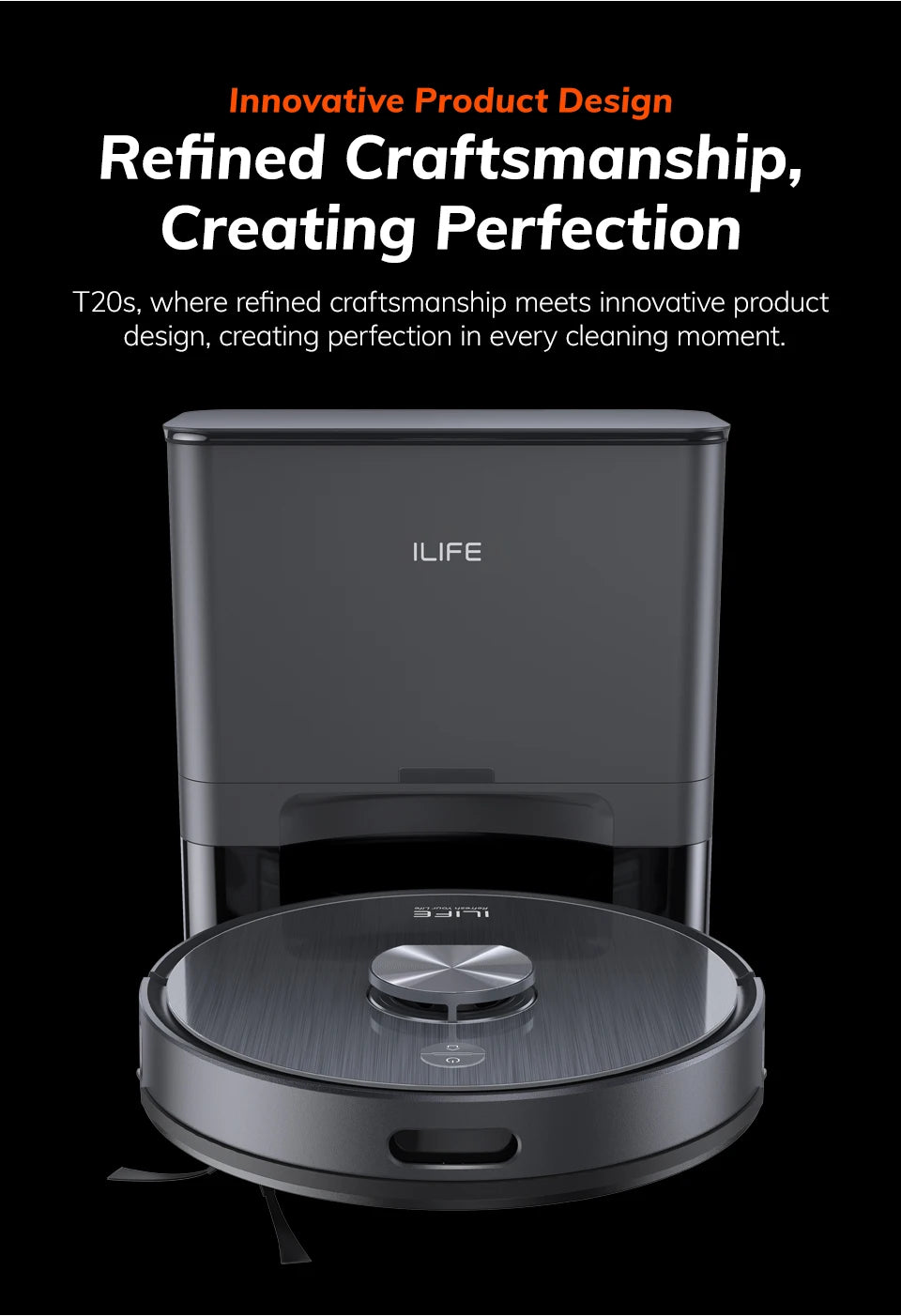 ILIFE T20S LDS Robot Vacuum Cleaner – 5000Pa, Auto Empty Dock, 60-Day Hands-Off Cleaning, Wet/Dry Sweeping & Mopping