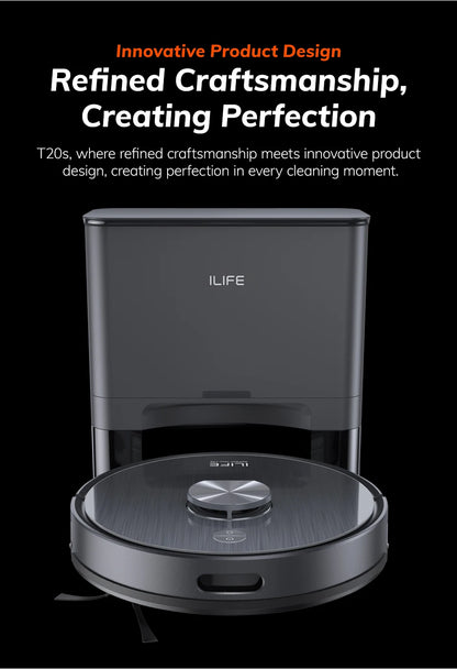 ILIFE T20S LDS Robot Vacuum Cleaner – 5000Pa, Auto Empty Dock, 60-Day Hands-Off Cleaning, Wet/Dry Sweeping & Mopping
