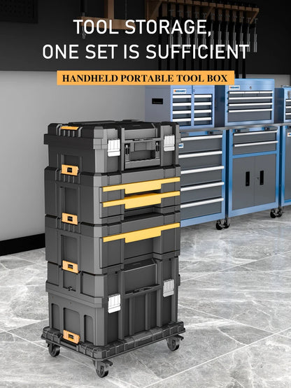 AIRAJ Stackable Modular Toolbox Set — Portable Combo ToolBox with Wheels for Space-Saving Storage & Easy Mobility