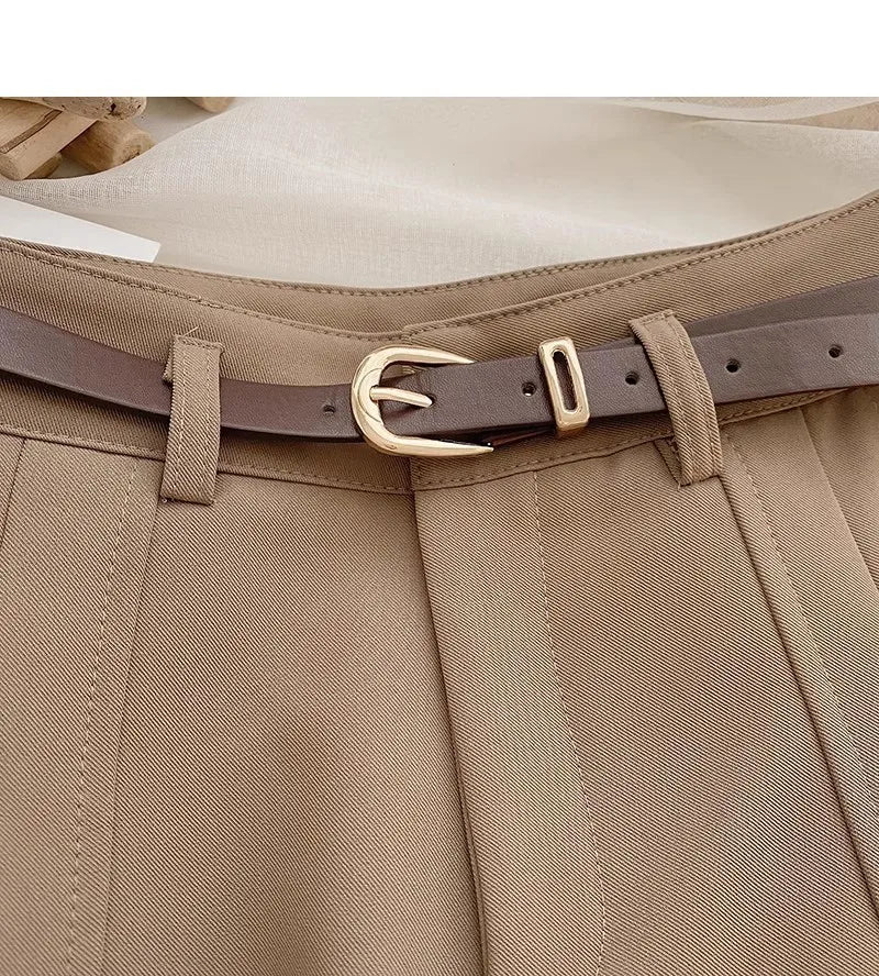 Casual Women’s A-Line Shorts — Vintage Solid High Waist Office & Streetwear Summer Trousers