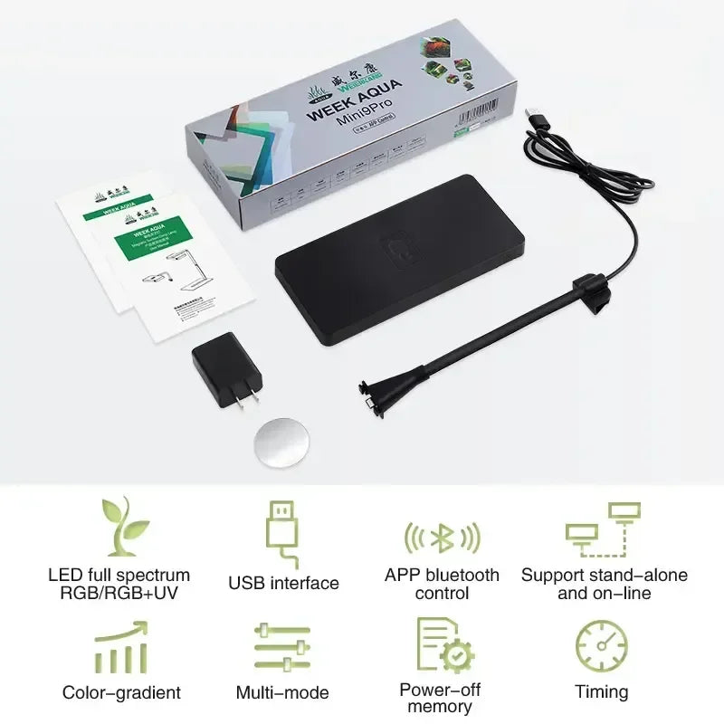 WEEK AQUA USB Aquarium Light - Full Spectrum LED Plant Grow Lamp for Nano Fish Tank & Aquascape