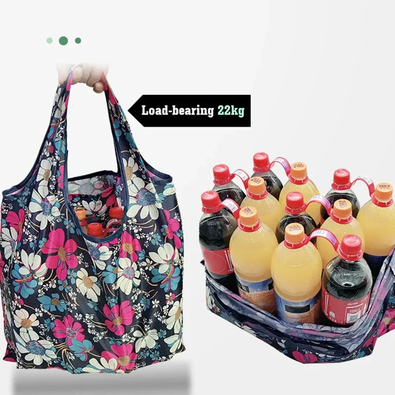 Large Reusable Shopping Storage Bags - Foldable Grocery & Beach Toy Tote Pouch with Shoulder Strap for Travel