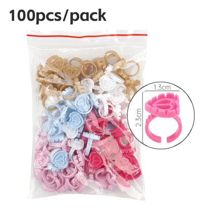 AILEISHI 100PCS Disposable Eyelash Glue Cup Rings – Lash Extension Pigment Holder Tattoo Makeup Tools
