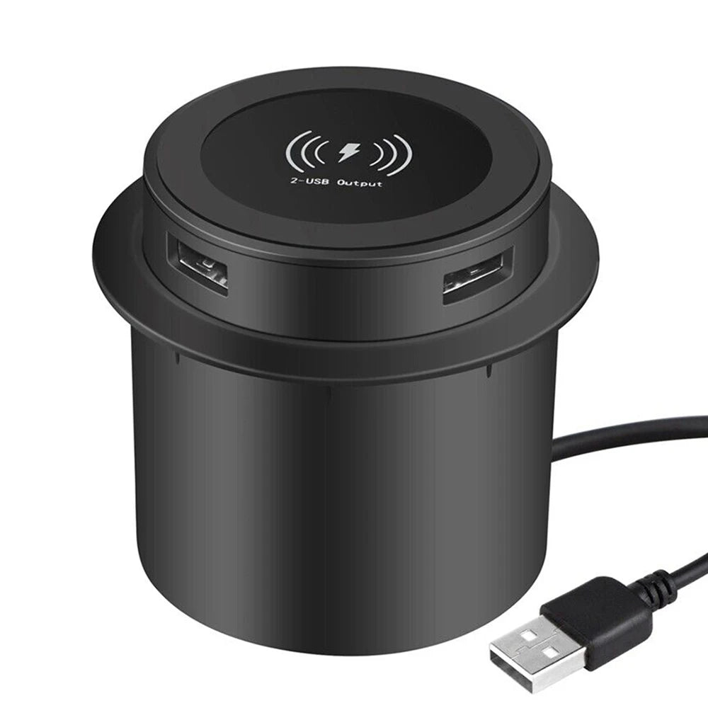 30W Wireless Desktop Charger – Fast Wireless Charging for iPhone, Samsung, Huawei, Xiaomi | Dual USB Phone Charging Station