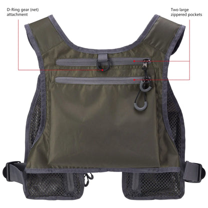 Bassdash FV08 Ultra Lightweight Fly Fishing Vest – Portable Chest Pack for Men and Women, One Size Fits Most