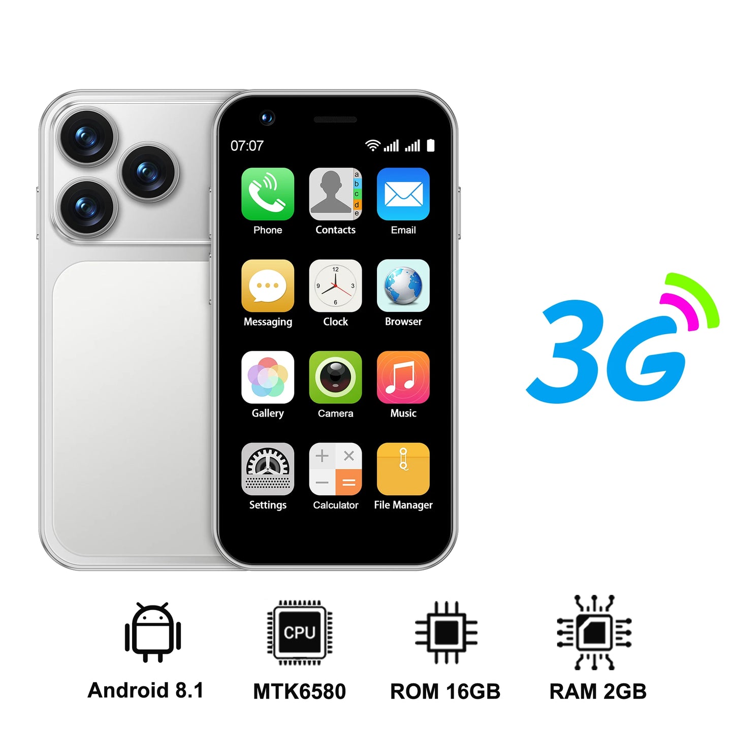 SERVO 18SE Mini Smartphone - 3G Android Phone with 2GB RAM, 16GB Storage & Dual SIM