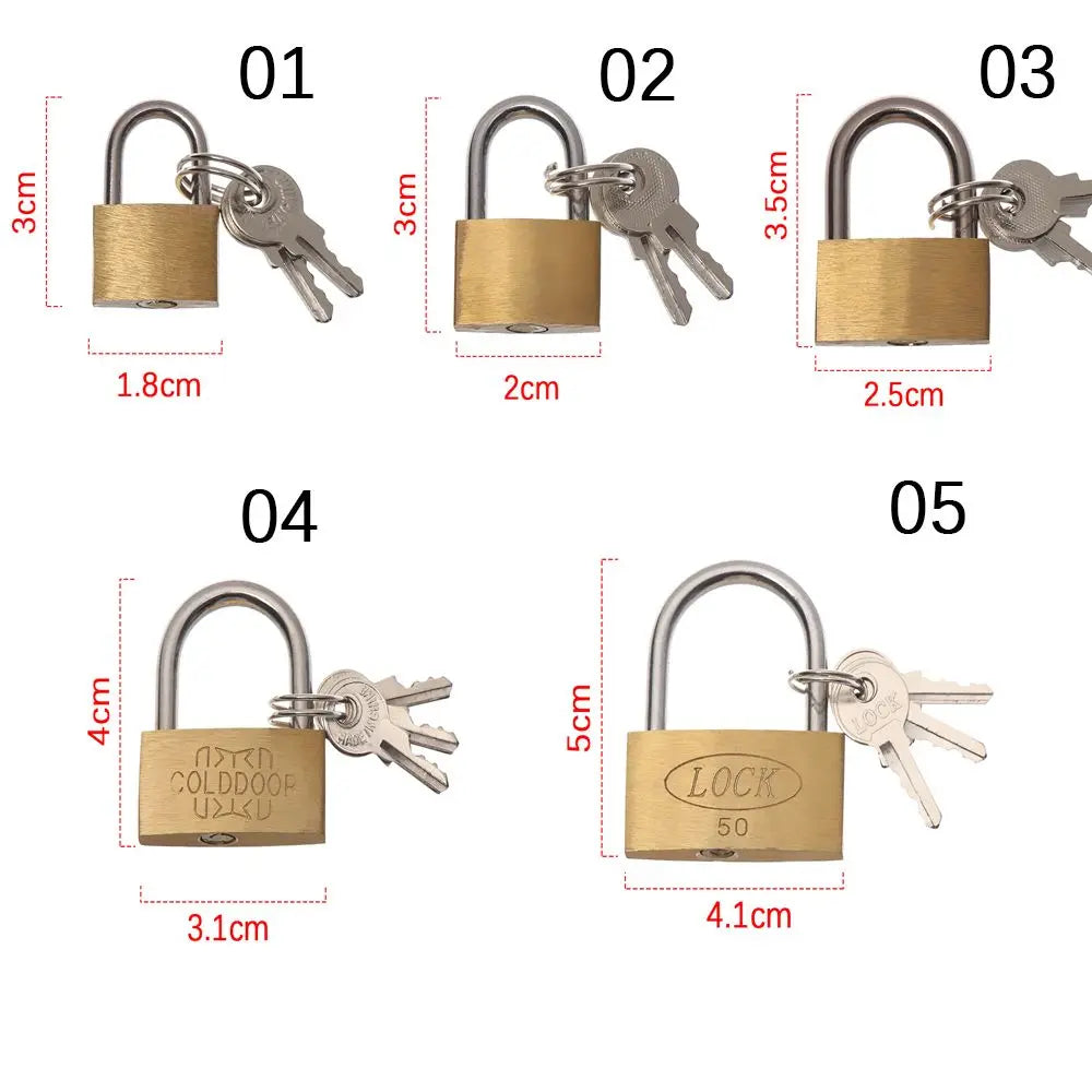 Copper Padlock Small Locks – Luggage, Case, Locker Security with 3 Keys (20mm-50mm) for Home & Hardware Use