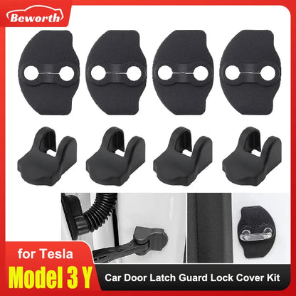 Tesla Model 3/Y Juniper & Highland 2019–2026 Door Lock Limiter Protector - ABS Door Stopper and Latch Guard Cover Kit