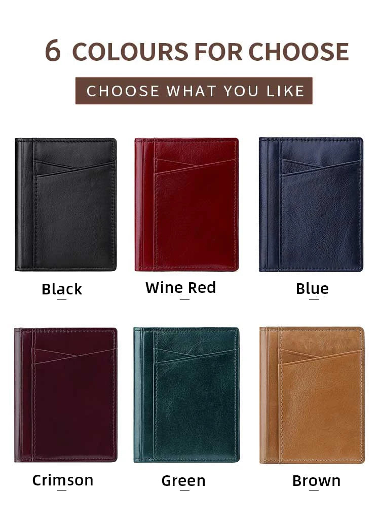 YUECIMIE Super Slim Leather Wallet – Genuine Mini Credit Card Holder, Thin Soft Purse for Men
