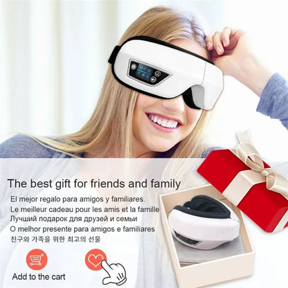 6D Rechargeable Eye Massager – Vibrating Hot Compress with Bluetooth Music for Relaxation, Sleep Improvement & Eye Care