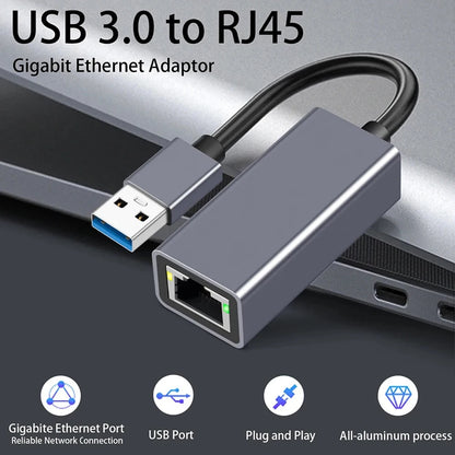 USB Type-C Ethernet Adapter — 1000Mbps USB 3.0 RJ45 Network Card for MacBook, PC & Android