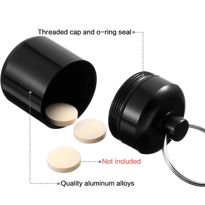 Aluminum Alloy Pill Keychain Holder - Waterproof Small Pill Box Case - Stonego Portable Pill Organizer with Keychain Attachment