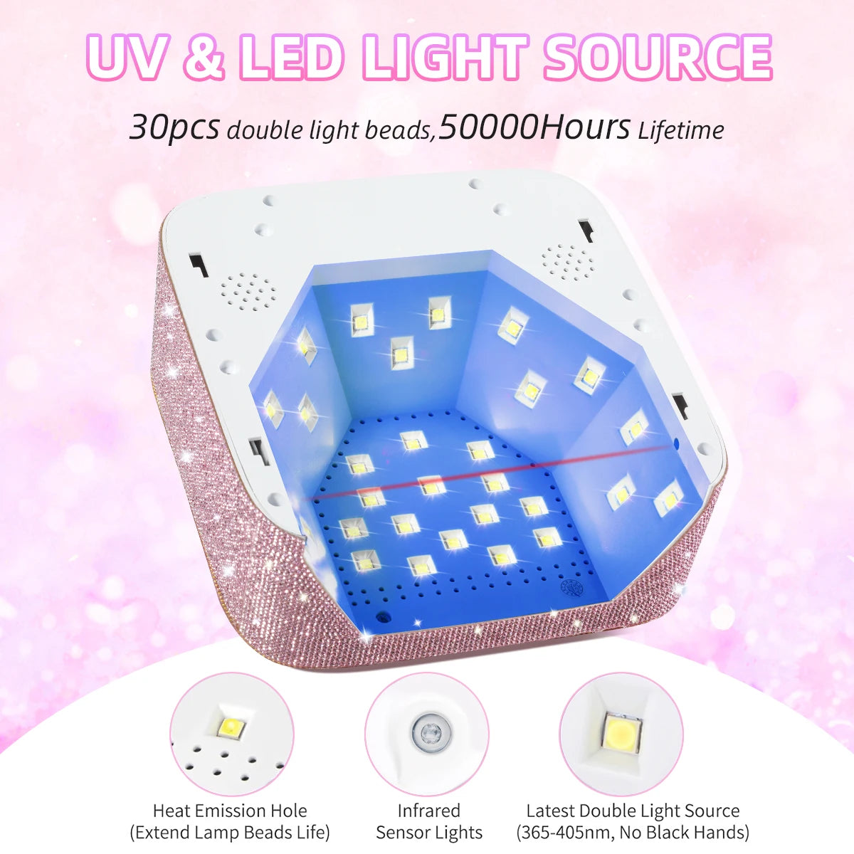 Rechargeable UV LED Nail Lamp – 30 LEDs Cordless Professional Gel Curing Light with Touch Screen, Salon Tools