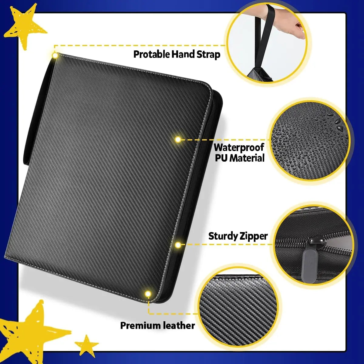 900 Pocket Card Binder with Zipper - Double-Sided Card Holder Case for TCG/CCG Card Storage (Black)