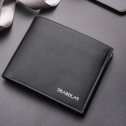 Genuine Leather Men’s Wallet – Premium Real Cowhide Short Black Wallet for Men, Slim RFID Style Credit Card & Cash Holder Pocket Purse