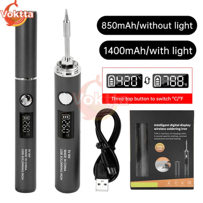 USB Rechargeable Soldering Iron Kit – Adjustable Temperature 260–420℃ Electric Welding Tool with 850mAh/1400mAh Battery Portable Soldering Pen