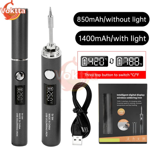 USB Rechargeable Soldering Iron Kit – Adjustable Temperature 260–420℃ Electric Welding Tool with 850mAh/1400mAh Battery Portable Soldering Pen
