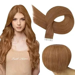 Full Shine Blonde Tape-In Hair Extensions – 100% Remy Human Hair, Double-Sided, Straight, Silky & Comfortable for Women