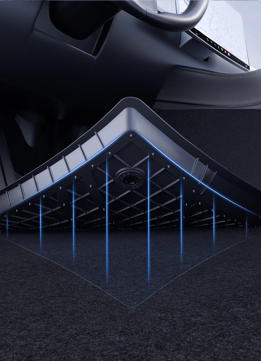YZ Floor Mats for Tesla Model 3/Y 2021-2023 — Waterproof, Non-Slip TPE Car Accessories