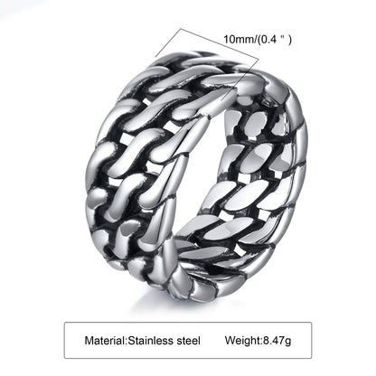 Punk Vintage Ethnic Rings for Men – Retro Viking Knot Rune, Black Geometric Square Stone Signet Jewelry