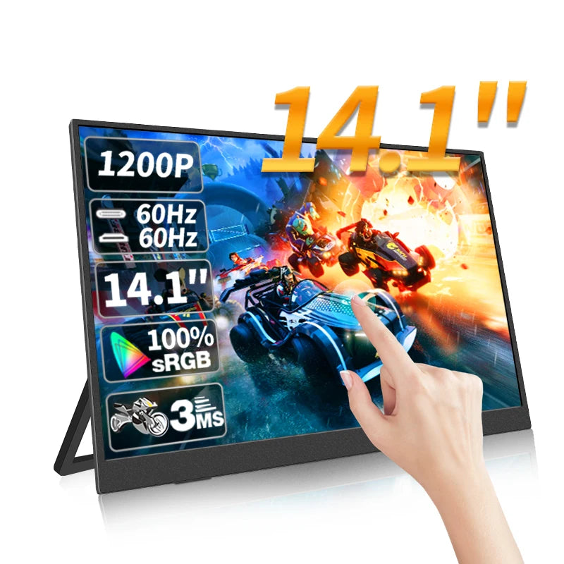 HGFRTEE 14" Touchscreen Portable Monitor – 100% sRGB, 400cd/m² Gaming Display for Xbox, PS4/5, Switch, Laptop