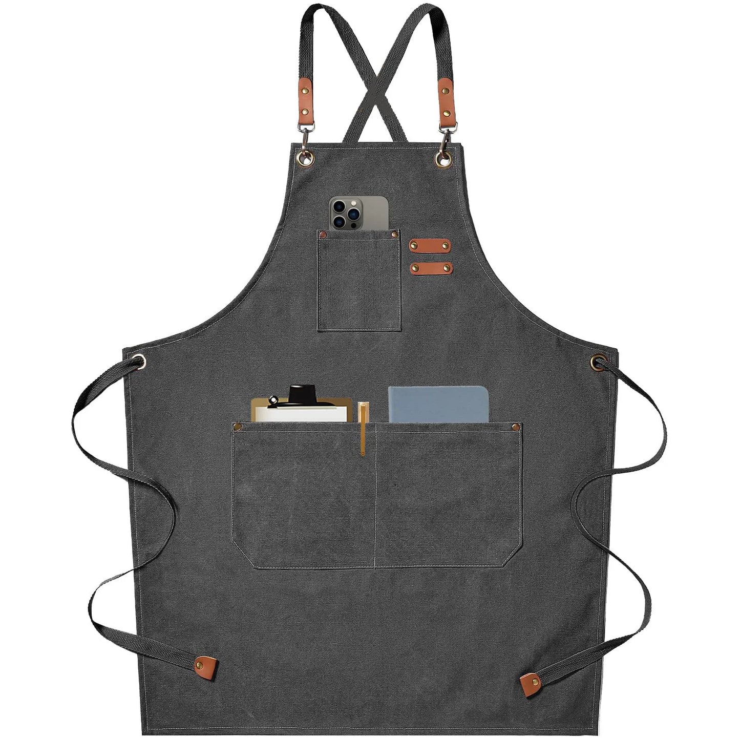 New Fashion Canvas Kitchen Apron – Unisex Chef Work Apron for Grill, Restaurant, Bar, Shop, Cafes, and Beauty Nail Studios