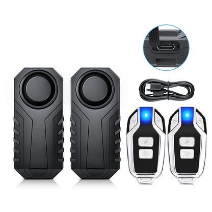 Wsdcam Vibration Bicycle Alarm – USB Rechargeable Anti-Theft Motorcycle Bike Alarm 113 dB Waterproof with Remote Control
