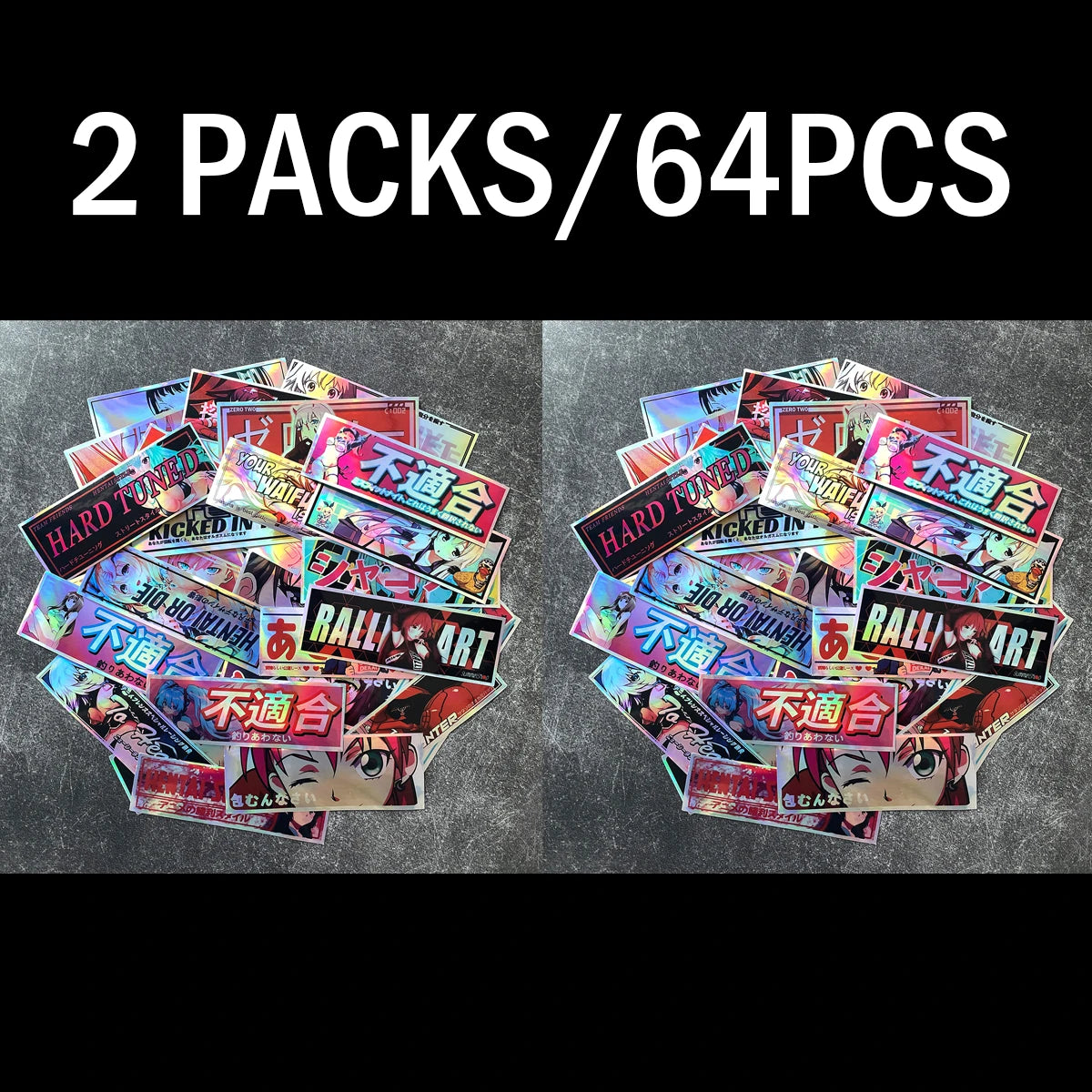 JDM Anime Girl Holographic Stickers - Rainbow Vinyl Decals for Car Windows, Motorcycles, Helmets, and Windshields
