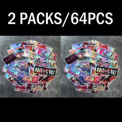 JDM Anime Girl Holographic Stickers - Rainbow Vinyl Decals for Car Windows, Motorcycles, Helmets, and Windshields