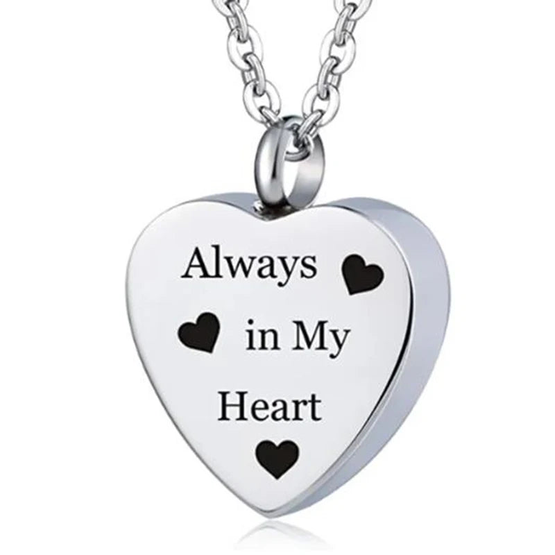 Custom Stainless Steel Heart Cremation Urn Necklace – Memorial Ash Keepsake Pendant with Funnel Fill Kit