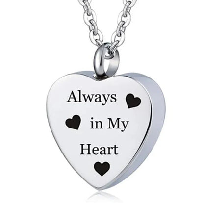 Custom Stainless Steel Heart Cremation Urn Necklace – Memorial Ash Keepsake Pendant with Funnel Fill Kit