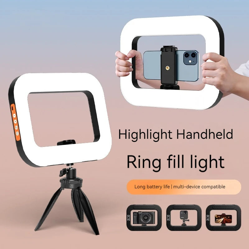 New Handheld Ring LED Light – Rechargeable Portable Fill Light for Mobile Phone, Live Broadcast, Photography, and Selfies