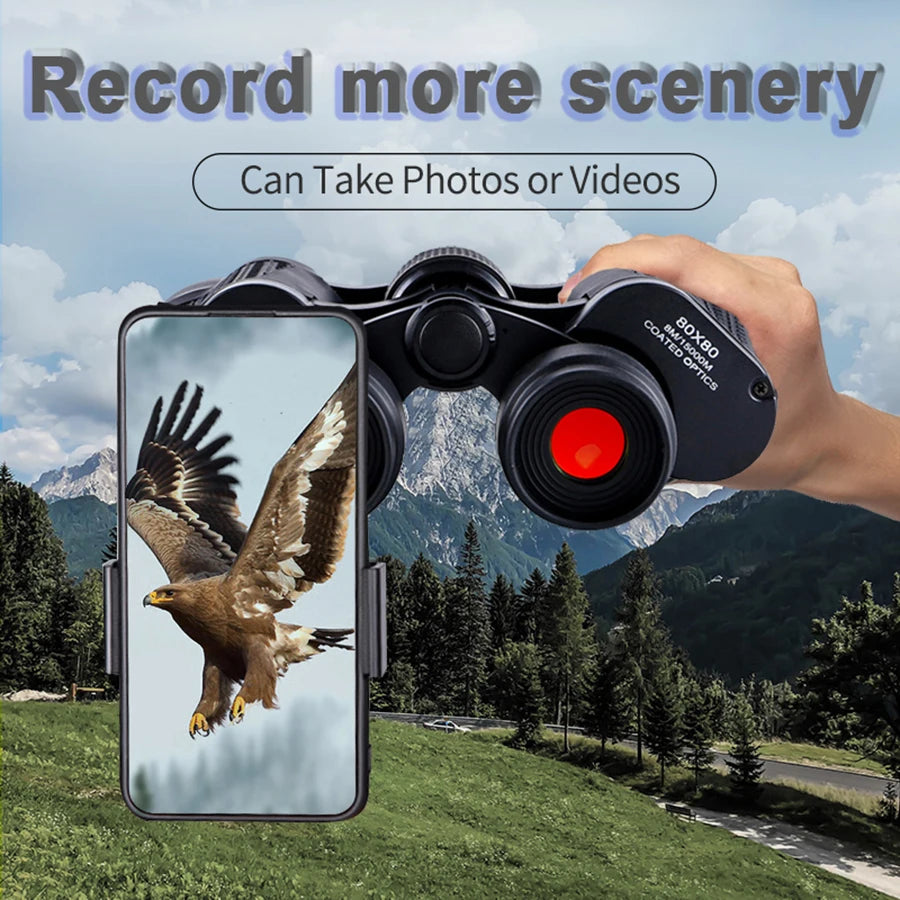 80x80 High Magnification Binoculars – HD Professional Portable Optics for Hunting, Camping & Outdoor Adventures